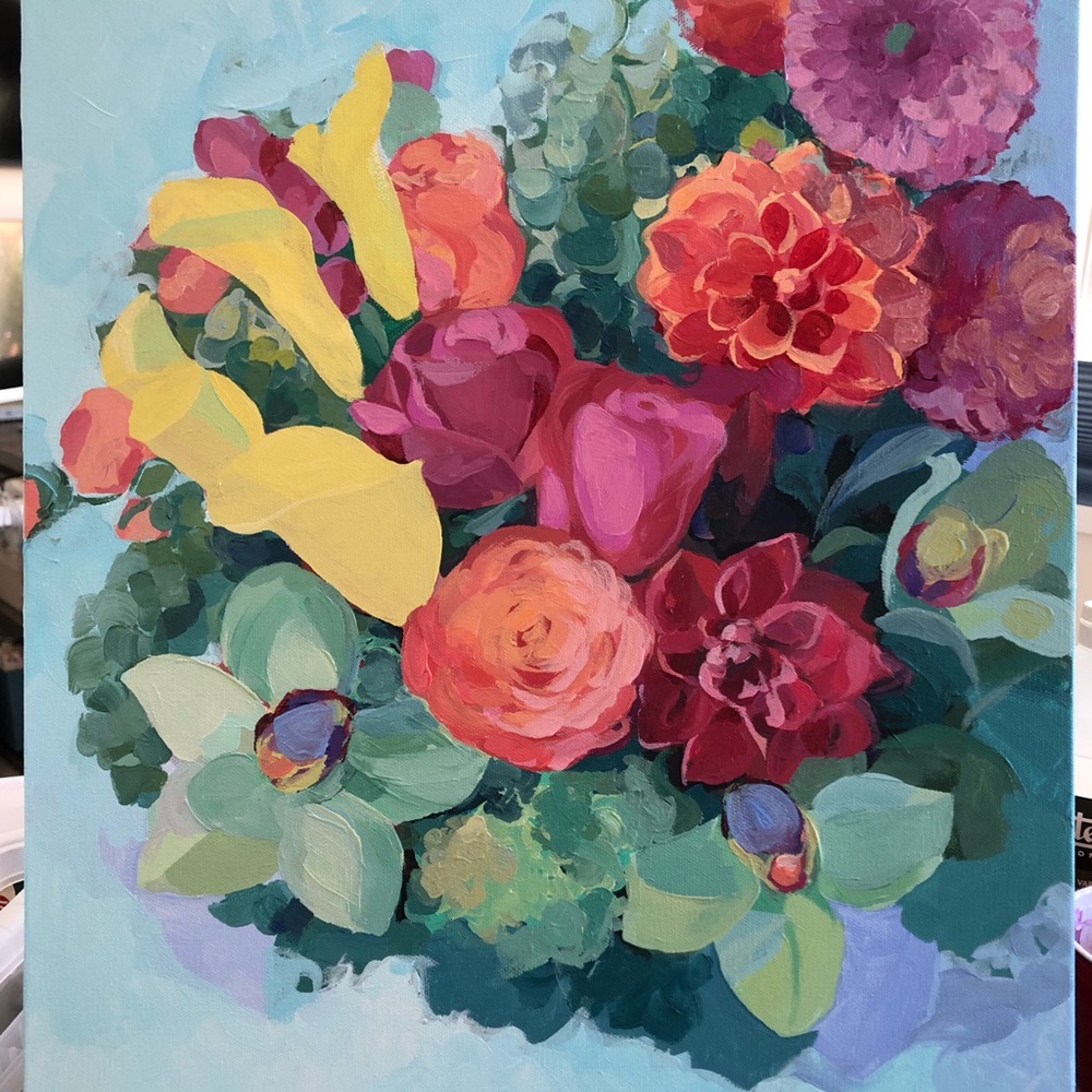 Original acrylic painting of flowers - Picture 2 of 7